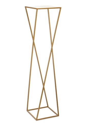 HowHomely Blumenständer Metall Golden 100 cm Hoch - Solider und Robuster Blumenhocker Metall - Pflanzenständer im Loft Stil für die Dekoration in Wohnzimmer von HowHomely