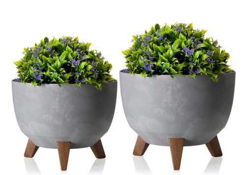 HowHomely 2X Hellbeton-Optik Blumenkübel | Deko Blumentopf mit 3 Beinen | Langlebige Übertopf für Wohnzimmer oder Garten | Set aus 2 Blumenübertopf (18x29cm & 15x24cm) von HowHomely