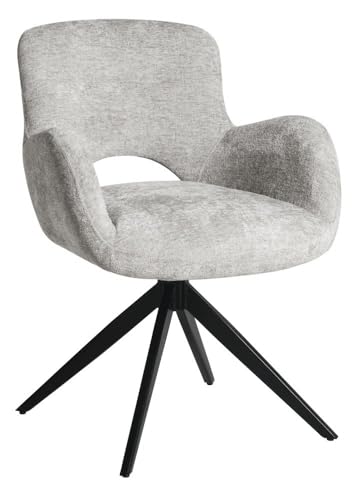 HowHomely Hellgrau Esszimmerstuhl | Drehbar Polsterstuhl Esszimmer 84x62x64 cm | Stuhl Samt mit Armlehne Esszimmer | Weiche und Ergonomisch Geformte Küchenstühle für Wohnzimmer Büro von HowHomely