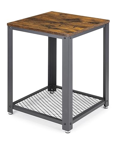 HowHomely Beistelltisch Hoch 55 cm | Braun Couchtisch mit Gitterregal | Er Kann als Couchtisch oder Telefontisch | Loft Kleiner Tisch für Wohnzimmer oder Schlafzimmer von HowHomely
