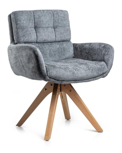 HowHomely Blauer Esszimmerstuhl | Drehbarer Esszimmerstuhl 84,5x63,5x60 cm | Moderner Stuhl mit Holzbeinen | weicher und ergonomisch geformter Küchenstuhl für Wohnzimmer oder Büro von HowHomely