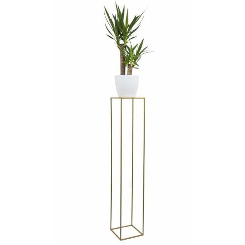 HowHomely Blumenständer Metall gold 130 cm Hoch - Solider und Robuster Blumenhocker Metall - Pflanzenständer für die Dekoration in Wohnzimmer Schlafzimmer oder Büro von HowHomely