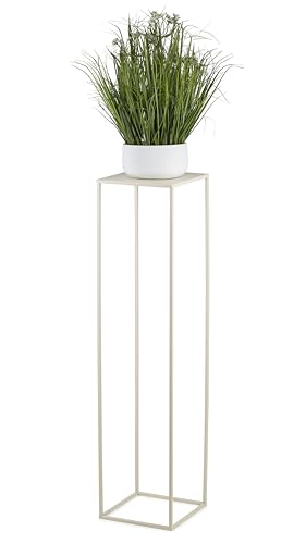 HowHomely Blumenständer Metall Cremefarben 100 cm Hoch - Solider und Robuster Blumenhocker Metall - Pflanzenständer für die Dekoration in Wohnzimmer Schlafzimmer oder Büro von HowHomely