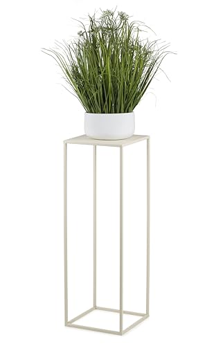HowHomely Blumenständer Metall Cremefarben 70 cm Hoch - Solider und Robuster Blumenhocker Metall - Pflanzenständer für die Dekoration in Wohnzimmer Schlafzimmer oder Büro von HowHomely
