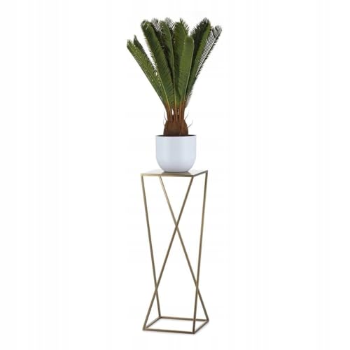 HowHomely Pflanzenständer Metall 70 x 24 cm - Stabiler und Fester Blumenhocker aus Metall - Gold Blumenständer im Loft-Stil für die Innendekoration von HowHomely