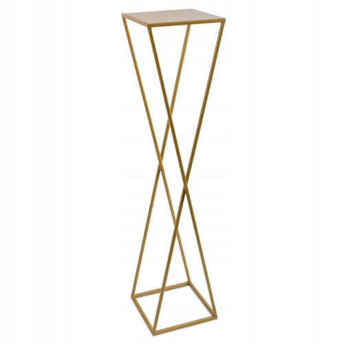 HowHomely Blumenständer Metall Golden 100 cm Hoch - Solider und Robuster Blumenhocker Metall - Pflanzenständer mit Geometrischem Design für die Dekoration in Wohnzimmer von HowHomely