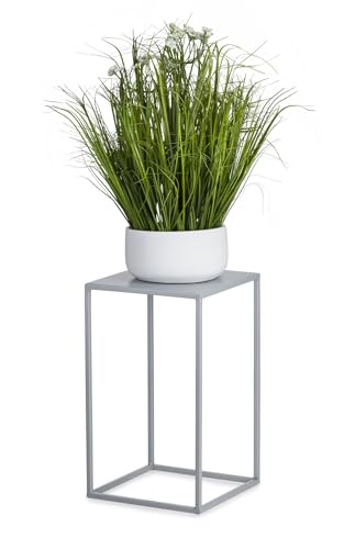 HowHomely Blumenständer Metall Grau 46 cm Hoch - Solider und Robuster Blumenhocker Metall - Pflanzenständer für die Dekoration in Wohnzimmer Schlafzimmer oder Büro von HowHomely