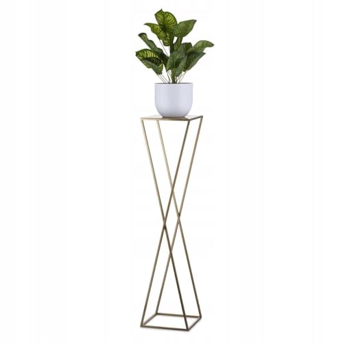 HowHomely Pflanzenständer Metall 100 cm Hoch - Stabiler und Fester Blumenhocker aus Metall - Gold Blumenständer im Loft-Stil für die Innendekoration von HowHomely