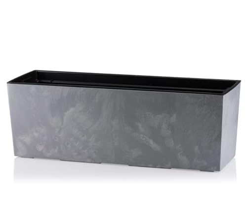 HowHomely Blumentopf Grau 20 x 56 x 19 cm Pflanzkübel Groß Außen mit Bewässerungssystem - Pflanzkübel Rechteckig Betonoptik für Deko Wohnzimmer oder Garten von HowHomely
