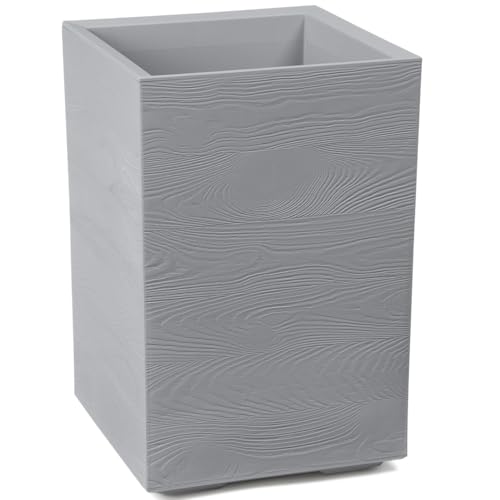 HowHomely Blumentopf Grau 59 x 40 x 40 cm Pflanzkübel Groß Außen - Pflanzkasten auf Rollen mit Abflussstopfen - Pflanzkübel Rechteckig Holz für Garten und Terrasse von HowHomely