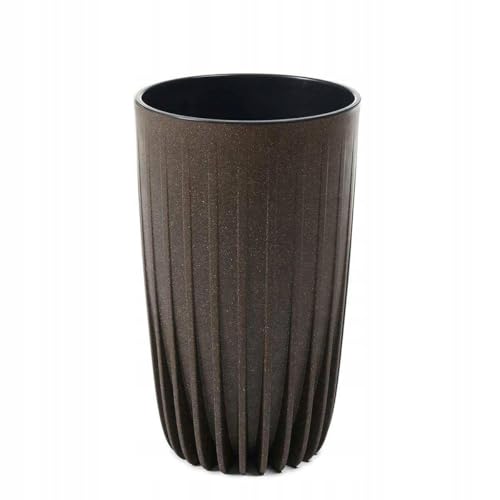HowHomely Blumentopf aus Kunststoff 42 cm mit Pflanzkübel Einsatz 25 cm Durchmesser - Langlebige und Leichte Übertopf in Coffe Espresso für Deko Wohnzimmer Garten oder Terrasse von HowHomely
