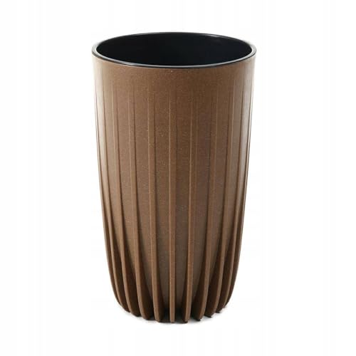 HowHomely Blumentopf aus Kunststoff 42 cm mit Pflanzkübel Einsatz 25 cm Durchmesser - Langlebige und Leichte Übertopf in Naturholz Optik für Deko Wohnzimmer Garten oder Terrasse von HowHomely