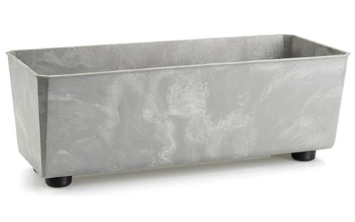 HowHomely Blumentopf grau Beton-Optik | Blumenübertopf 37x17x14 cm | Langlebige und Leichte Übertopf für Deko Wohnzimmer Schlafzimmer Bad oder Büro | Moderne Dekoration von HowHomely