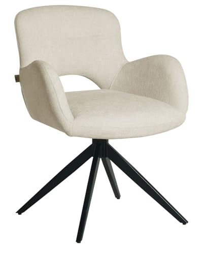 HowHomely Cremefarben Esszimmerstuhl | Drehbar Polsterstuhl Esszimmer 84x62x64 cm | Stuhl Samt mit Armlehne Esszimmer | Weiche und Ergonomisch Geformte Küchenstühle für Wohnzimmer Büro von HowHomely