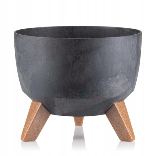 HowHomely Deko Blumentopf mit 3 Beinen Hoch 15 cm - Betonoptik Blumenübertopf - Langlebige und Leichte Übertopf 25 cm Durchmesser für Wohnzimmer Garten oder Terrasse von HowHomely