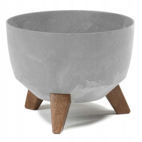 HowHomely Deko Blumentopf mit 3 Beinen Hoch 19 cm - Grau Blumenübertopf - Langlebige und Leichte Übertopf 25 cm Durchmesser für Wohnzimmer Garten oder Terrasse von HowHomely