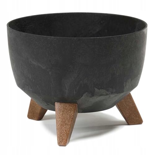 HowHomely Deko Blumentopf mit 3 Beinen Hoch 19 cm - Schwarz Blumenübertopf - Langlebige und Leichte Übertopf 25 cm Durchmesser für Wohnzimmer Garten oder Terrasse von HowHomely