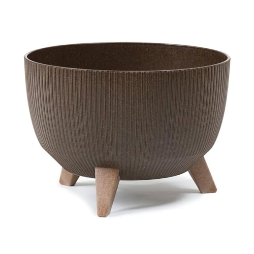 HowHomely Deko Blumentopf mit 3 Beinen Hoch 20 cm - Coffee Espresso Blumenübertopf - Langlebige und Leichte Übertopf 25 cm Durchmesser von HowHomely