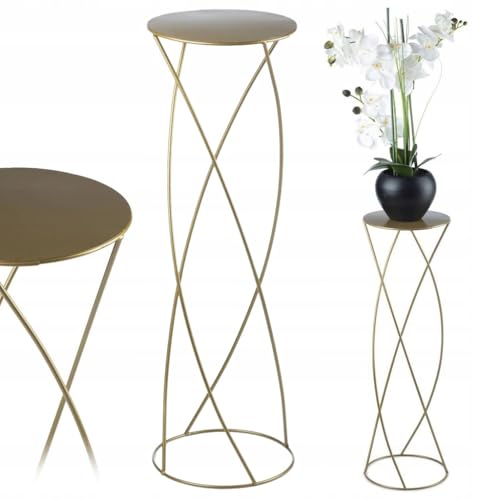 HowHomely Dekorativer Blumenständer Metall 70 cm rund Gold modern Loft-Stil von HowHomely