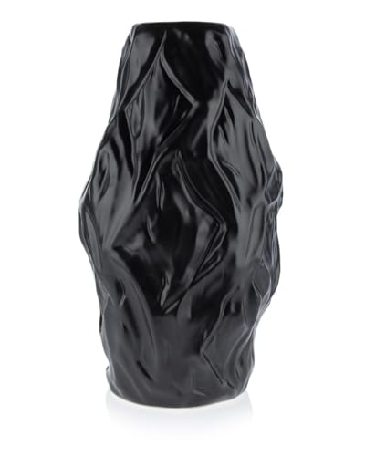 HowHomely Elegante Keramikvase Louis - Dekorationszusatz für lebendige und künstliche Blumen - Subtiler Akzent für Moderne Innenräume mit unregelmäßiger Form und Loft-Ästhetik Schwarz von HowHomely