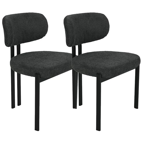 HowHomely Esszimmerstühle 2er-Set|82,5x56x56cm schwarzer Küchenstuhl|gepolsterte Stühle mit schwarzen Metallbeinen|Stuhl für Wohnzimmer Küche Büro von HowHomely