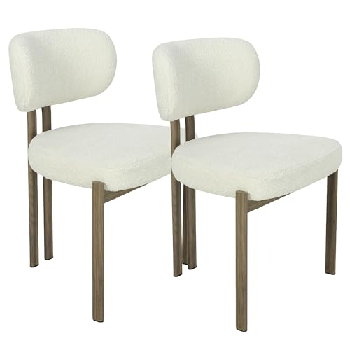 HowHomely Esszimmerstühle 2er-Set|82,5x56x56cm weißer Küchenstuhl|gepolsterte Stühle mit braunen Metallbeinen|Stuhl für Wohnzimmer Küche Büro HowHomely Esszimmerstühle 2er-Set|82,5x56x56cm weißer Küchenstuhl|gepolsterte Stühle mit braunen Metallbeinen|Stuhl für Wohnzimmer Küche Büro von HowHomely