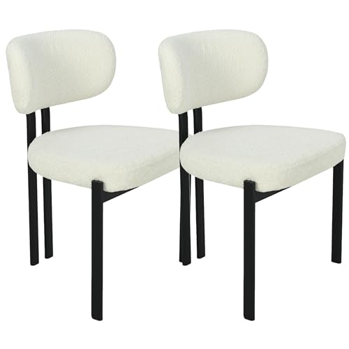 HowHomely Esszimmerstühle 2er-Set|82,5x56x56cm weißer Küchenstuhl|gepolsterte Stühle mit schwarzen Metallbeinen|Stuhl für Wohnzimmer Küche Büro HowHomely Esszimmerstühle 2er-Set|82,5x56x56cm weißer Küchenstuhl|gepolsterte Stühle mit schwarzen Metallbeinen|Stuhl für Wohnzimmer Küche Büro von HowHomely