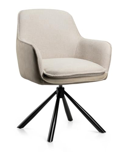 HowHomely | Esszimmerstühle Creme – Modern & ergonomisch mit automatischem Rückstellmechanismus, Drehstuhl fürs Esszimmer Büro Konferenzraum von HowHomely