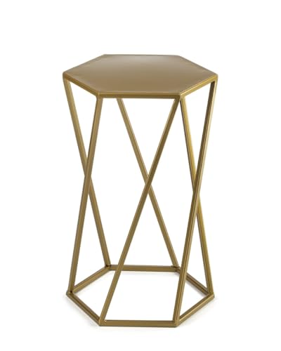 HowHomely Gold Blumenständer Metall 40 cm Hoch - Solider Blumenhocker in Sechseckiger Form - Pflanzenständer im Loft-Stil für die Innendekoration von HowHomely