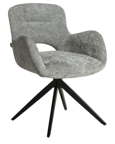 HowHomely Grau Esszimmerstuhl | Drehbar Polsterstuhl Esszimmer 84x62x64 cm | Stuhl Samt mit Armlehne Esszimmer | Weiche und Ergonomisch Geformte Küchenstühle für Wohnzimmer Büro von HowHomely