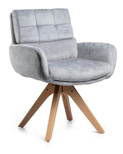 HowHomely Grauer Esszimmerstuhl | Drehbarer Esszimmerstuhl 84,5x63,5x60 cm | Moderner Stuhl mit Holzbeinen | weicher und ergonomisch geformter Küchenstuhl für Wohnzimmer oder Büro von HowHomely