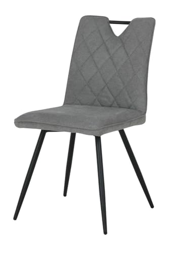 HowHomely Grauer Esszimmerstuhl | gepolsterter Esszimmerstuhl 86x63,5x60 cm | eleganter Stuhl mit Metallbeinen | weicher und ergonomisch geformter Küchenstuhl für Wohnzimmer oder Büro von HowHomely