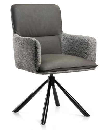HowHomely Grauer Esszimmerstuhl | gepolsterter Esszimmerstuhl 93x60x61 cm | moderner Stuhl mit Metallbeinen | weicher und ergonomisch geformter Küchenstuhl für Wohnzimmer oder Büro von HowHomely