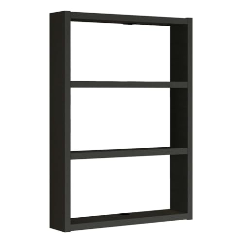 HowHomely Hängeregal Küche Holz in Farbe Schwarz | Schweberegal 60x43x9 cm | Dekorative Regal Küche Wand | Bücherregal Hängend mit 3 Etagen | Wandregal Wohnzimmer Flur Schlafzimmer von HowHomely