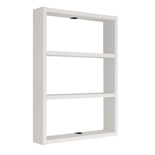 HowHomely Hängeregal Küche Holz in Farbe Weiß | Schweberegal 60x43x9 cm | Dekorative Regal Küche Wand | Bücherregal Hängend mit 3 Etagen | Wandregal Wohnzimmer Flur Schlafzimmer von HowHomely