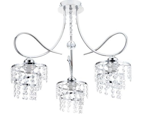 HowHomely Kronleuchter Modern aus Verchromtem Stahl | Chandelier 55x48 cm | Kristall Lampe für 3 Fassungen E27 | Kristall Deckenleuchte für Flur Esszimmer Badezimmer oder Wohnzimmer HowHomely Kronleuchter Modern aus Verchromtem Stahl | Chandelier 55x48 cm | Kristall Lampe für 3 Fassungen E27 | Kristall Deckenleuchte für Flur Esszimmer Badezimmer oder Wohnzimmer von HowHomely