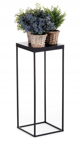 HowHomely Modern Pflanzenständer auf Balkon, Blumenständer Metall, Pflanzenregal Szhwarz mit MDF-Platte 60 cm von HowHomely