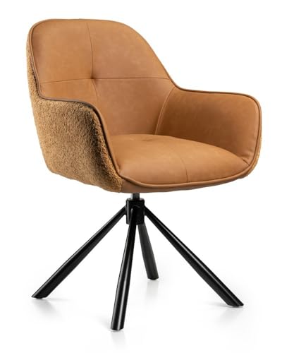 HowHomely Orange Esszimmerstuhl | gepolsterter Esszimmerstuhl 87,5x61,5x60 cm | moderner Stuhl mit Metallbeinen | weicher und ergonomisch geformter Küchenstuhl für Wohnzimmer oder Büro von HowHomely