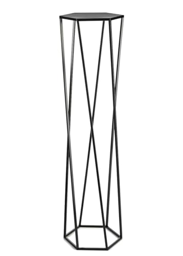 HowHomely Schwarz Blumenständer Metall 100 cm Hoch - Solider Blumenhocker in Sechseckiger Form - Pflanzenständer im Loft-Stil für die Innendekoration von HowHomely