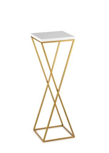 HowHomely Pflanzenständer Metall 70 cm Hoch - Stabiler und Fester Blumenhocker mit Weiß MDF-Platte auf Gold Ständer - Blumenständer zur Dekoration Innenräumen HowHomely Pflanzenständer Metall 70 cm Hoch - Stabiler und Fester Blumenhocker mit Weiß MDF-Platte auf Gold Ständer - Blumenständer zur Dekoration Innenräumen von HowHomely