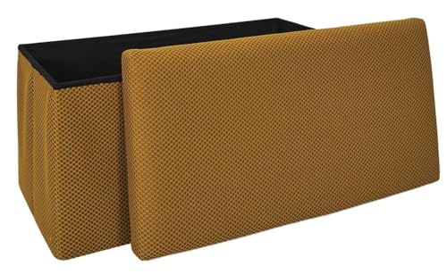HowHomely Puff Pouf Sitzhocker mit Stauraum 76x38x38 cm gelb Hocker faltbar gepolstert Aufbewahrungsbox ideal für Flur Büro Diele Wohnzimmer Schlafzimmer von HowHomely