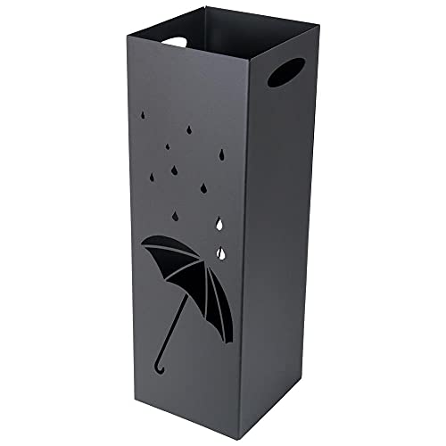 HowHomely Regenschirm Ständer aus Metall 60 cm handgefertigt schwarz mit Deko Ausschnitt von HowHomely
