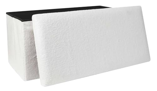 HowHomely Sitzhocker Puff Pouffe Bodenkissen Sitzkissen 76x38x38 cm Weiß – moderner Hocker mit Stauraum für Wohnzimmer, Schlafzimmer, Flur oder Kinderzimmer – Deko & Sitzmöbel von HowHomely