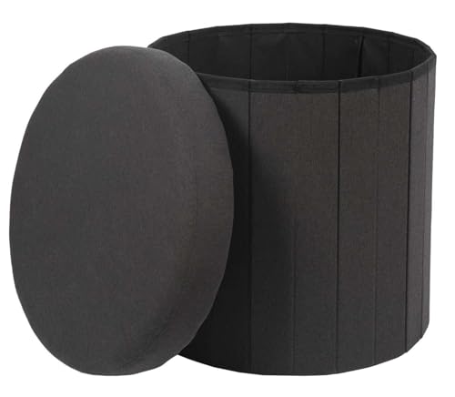 HowHomely Sitzhocker mit Stauraum Hocker Puff Pouf 38x38x38 cm schwarz Aufbewahrungsbox faltbar gepolstert ideal für Wohnzimmer Büro Diele Schlafzimmer Flur von HowHomely