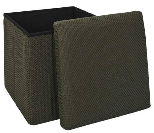 HowHomely Sitzhocker mit Stauraum Puff 38x38x38cm grün Pouf Hocker faltbar gepolstert Aufbewahrungsbox ideal für Wohnzimmer Schlafzimmer Flur Büro Diele von HowHomely