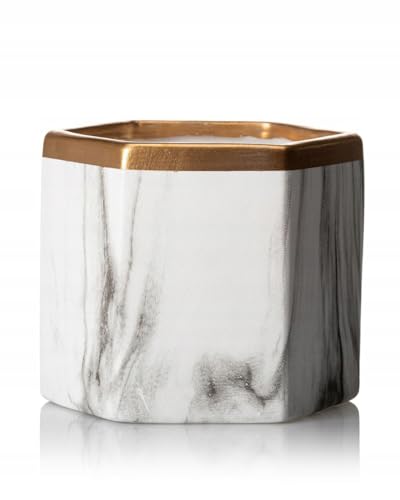 HowHomely Deko Blumentopf Gold-Marmor Hoch 12 cm - Langlebige und Leichte Übertopf Hexagon 14 cm Durchmesser für Wohnzimmer - Keramik Pflanztopf in Marmor Optik von HowHomely