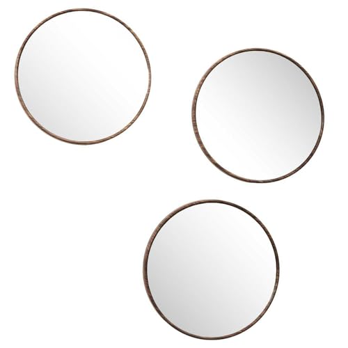 HowHomely | Wandspiegel 3er Set – 3 runde Spiegel Durchmesser 26 cm mit Holzrahmen, skandinavisch Dekospiegel, Deko für Wohnzimmer, Flur, Schlafzimmer, Wanddeko von HowHomely
