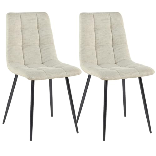 HowHomely beige Esszimmerstühle|2-er Set Stühle|gepolsterter Stuhl mit Metallbeinen|moderner Esszimmerstuhl 88x45x54 cm|ergonomisch geformter Stuhl von HowHomely