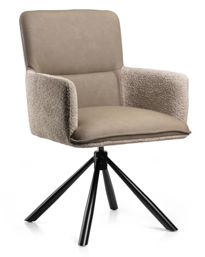 HowHomely beige Esszimmerstuhl | gepolsterter Esszimmerstuhl 93x60x61 cm | moderner Stuhl mit Metallbeinen | weicher und ergonomisch geformter Küchenstuhl für Wohnzimmer oder Büro von HowHomely