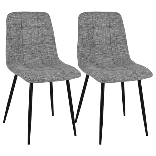 HowHomely graue Esszimmerstühle|2-er Set Stühle|gepolsterter Stuhl mit Metallbeinen|moderner Esszimmerstuhl 88x45x54 cm| geformter Küchenstuhl von HowHomely